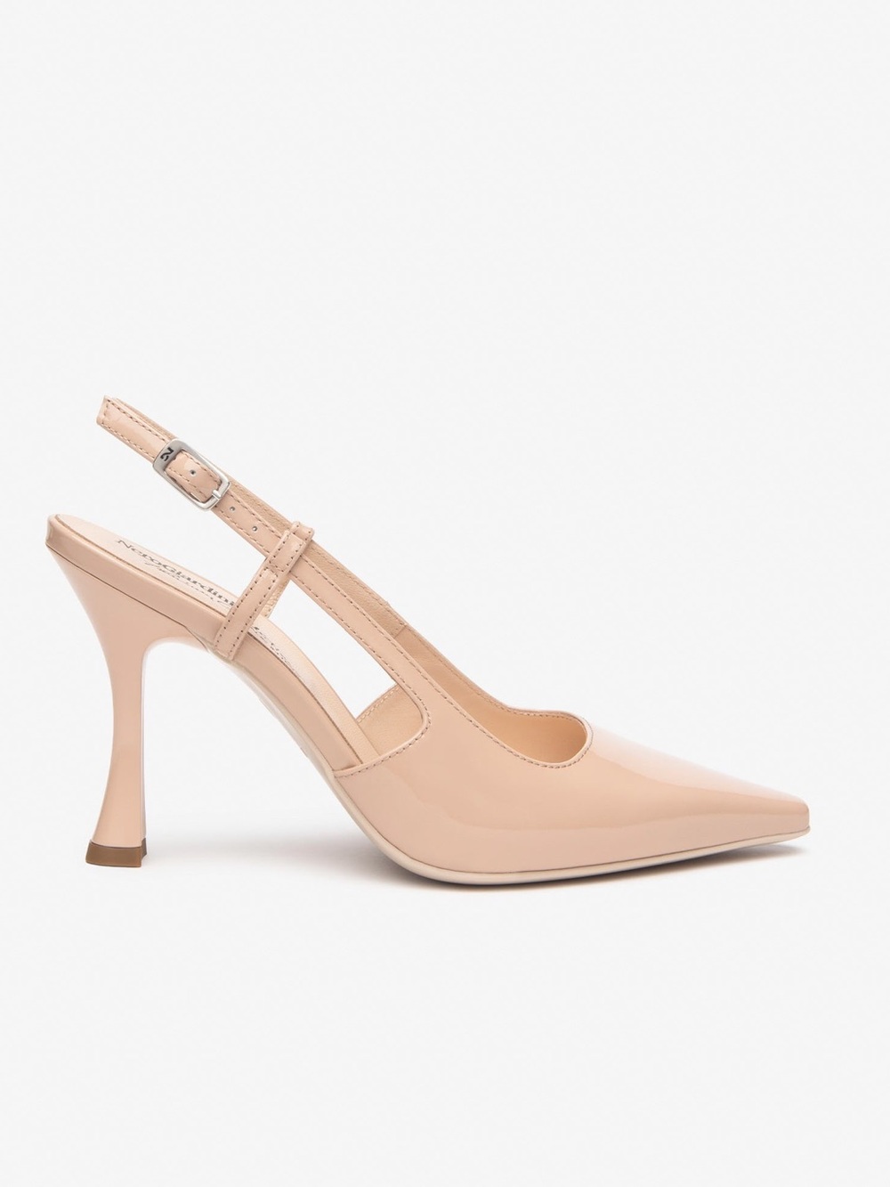 Nero Giardini Patent Slingback Pointed Kitten Heel in Nude Sz 37 MSRP $280